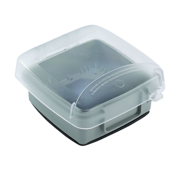 Electrical Box Cover, 2 Gangs, UV Stabilized Polycarbonate